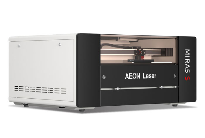 Aeon Mira5 S 合啪啪百万潮流电影 CO2 Desktop Laser Cutting Machine three-quarter view